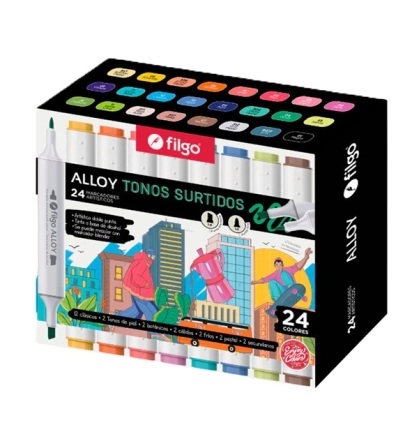 BOLIGRAFO DOBLE PUNTA ALLOY ESTUCHE X 24