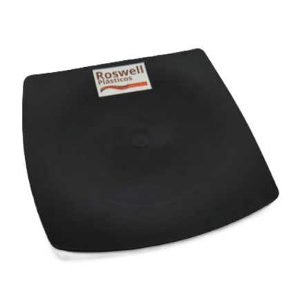 PLATO PLASTICO CUADRADO NEGRO PLAYO